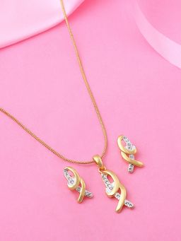 Estele - Gold Plated Dazzling Necklace Set with Crystals for Women